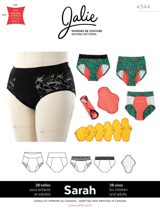 Patron pour culotte menstruelle et serviettes réutilisables Sarah 4344 | Patron papier - Jalie
