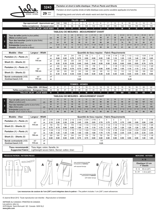 Elastic waist pants 3243 | Paper pattern - Jalie