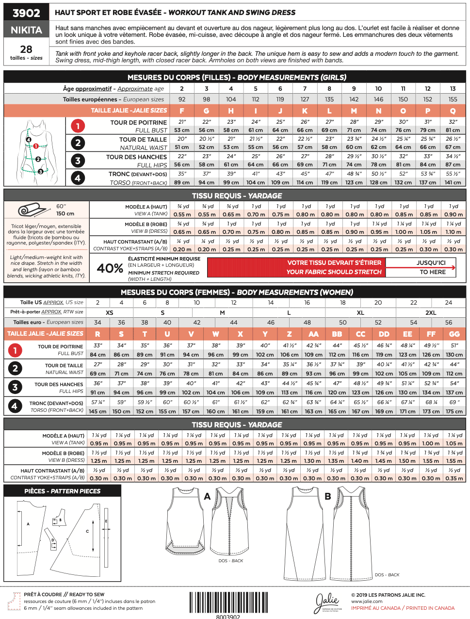 Sports top and flared dress NIKITA 3902 | Paper pattern - Jalie