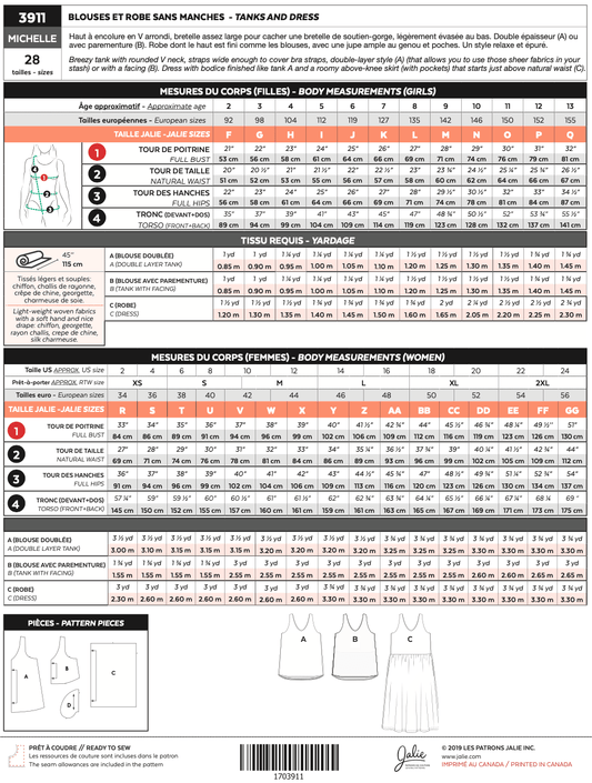 Blouses and sleeveless dress MICHELLE 3911 | Paper pattern - Jalie
