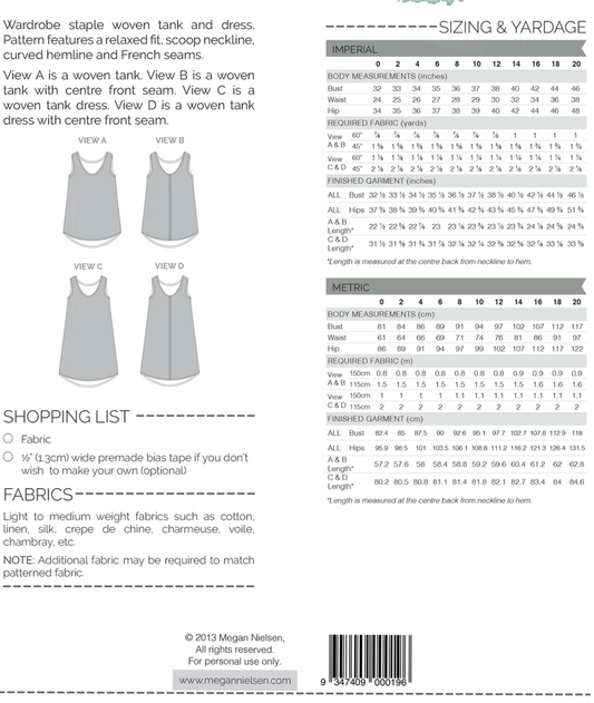 Eucalypt dress and tank top - Paper pattern - MEGAN NIELSEN