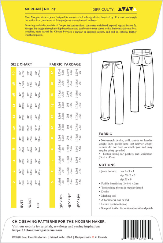 MORGAN Jeans | Paper pattern - Closet Core Patterns