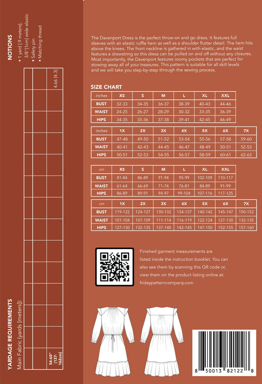 Sewing pattern - Davenport Dress - Paper pattern - Friday Pattern Company