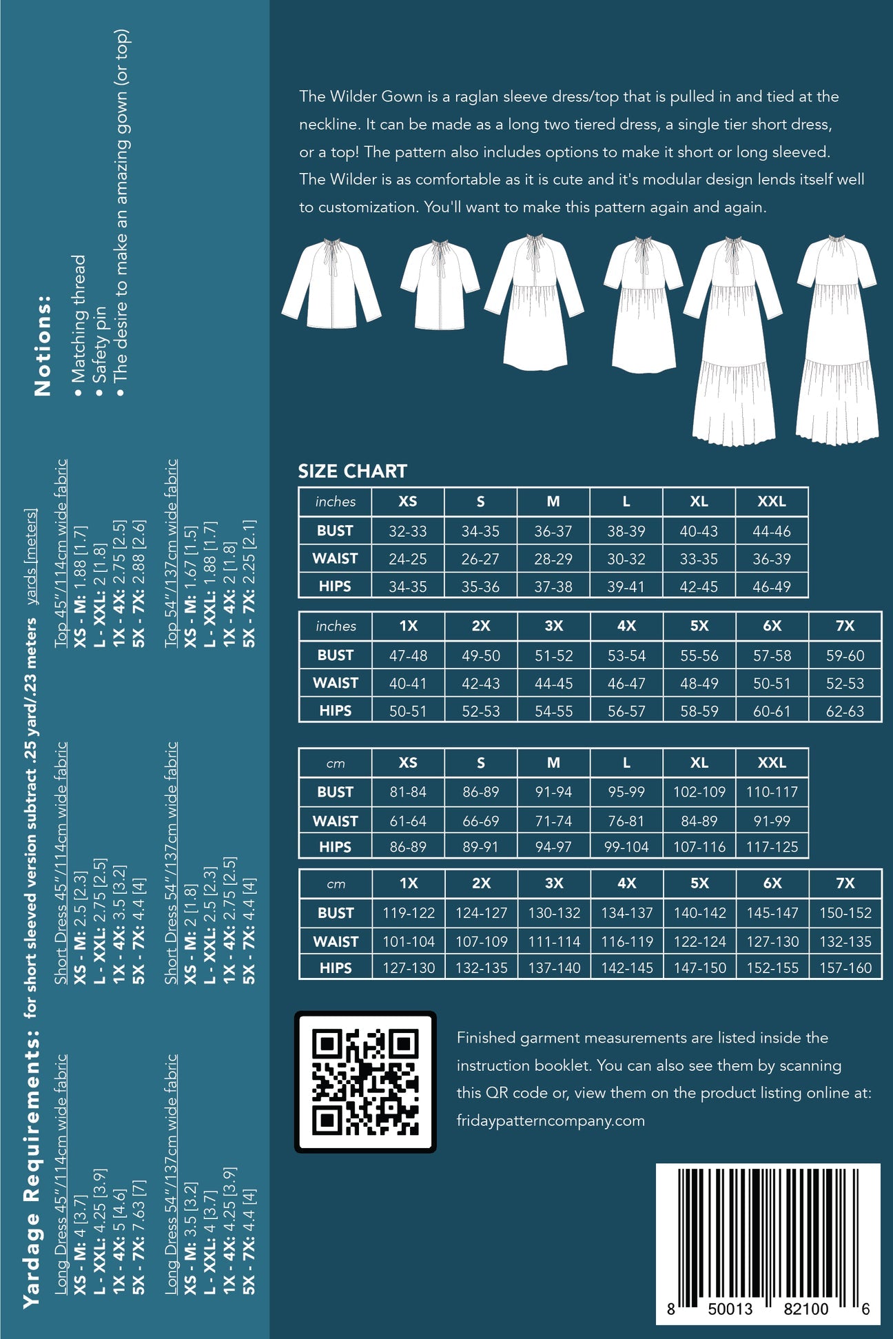 Wilder Gown - Patron papier - Friday Pattern Company