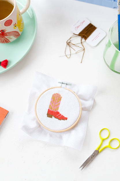 Kit de point de croix - Botte de cowboy | Cotton Clara