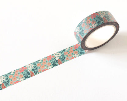 Ruban Washi Floral Jardin Sarcelle