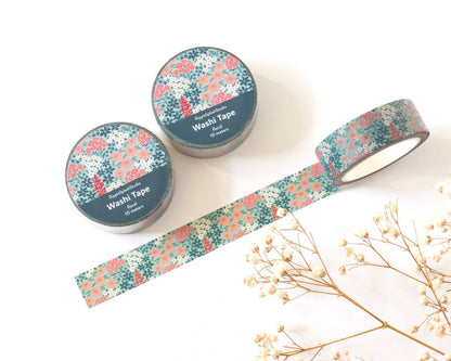 Ruban Washi Floral Jardin Sarcelle