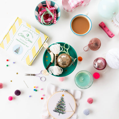 Customizable Christmas tree embroidery kit