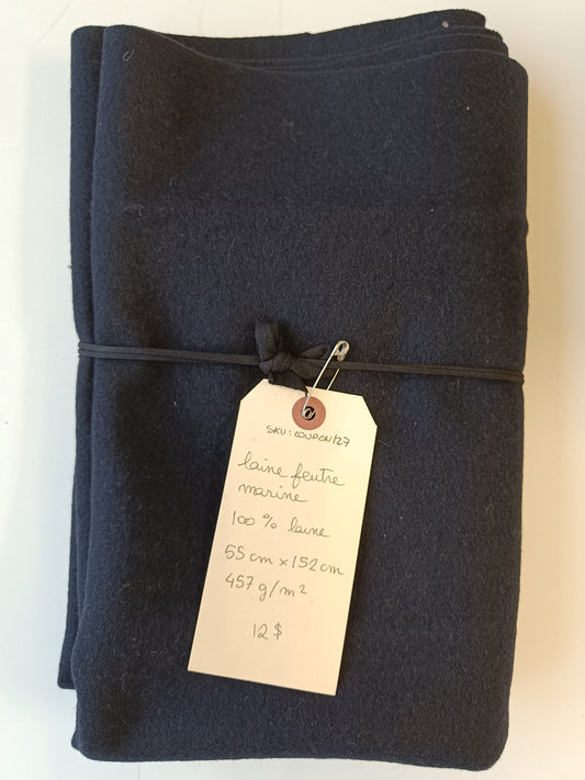 Laine feutrée marine - Coupon #127