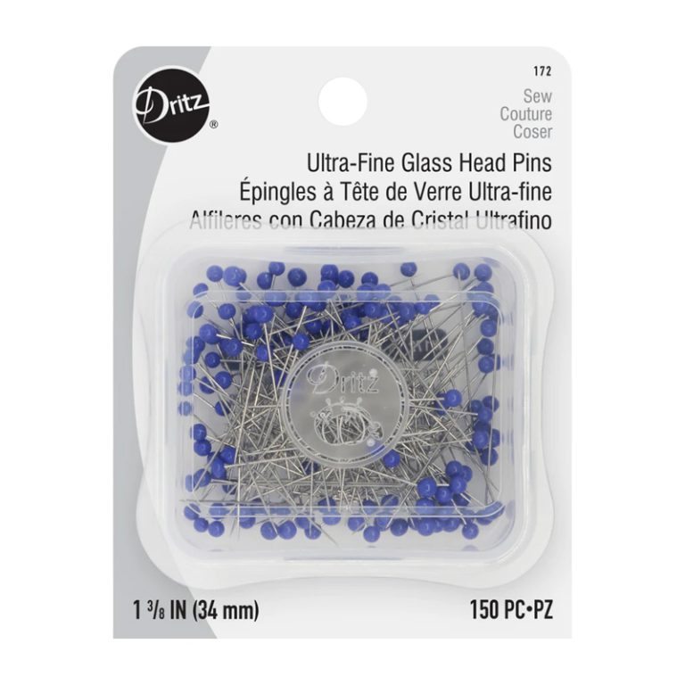 Dritz Ultra Fine Glass Head Pins - Blue - 34mm (1 3/8″)