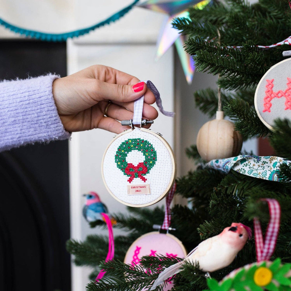 Kit de point de croix - Couronne de Noël | Cotton Clara