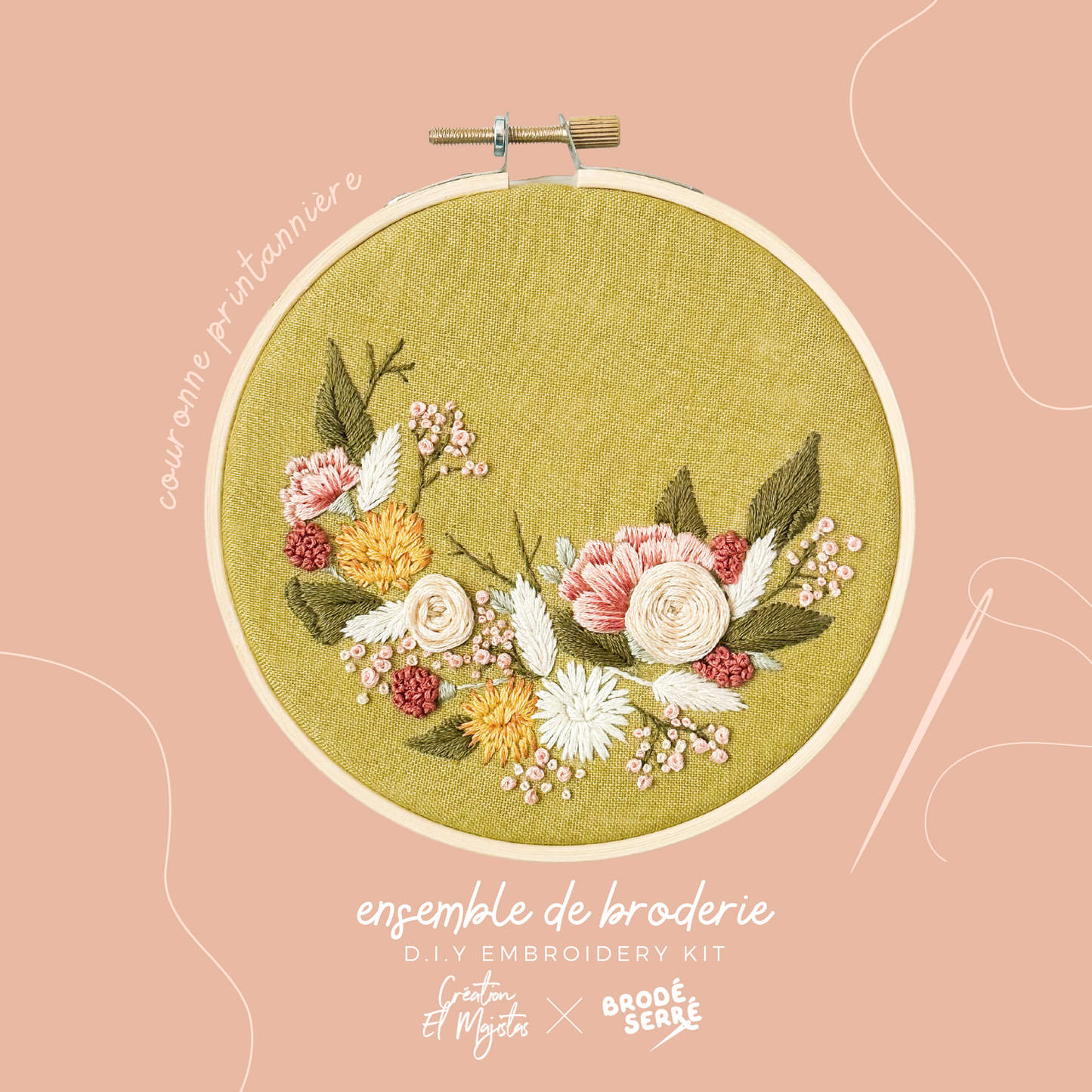 Embroidery Set - Spring Wreath - TIGHT EMBROIDERED