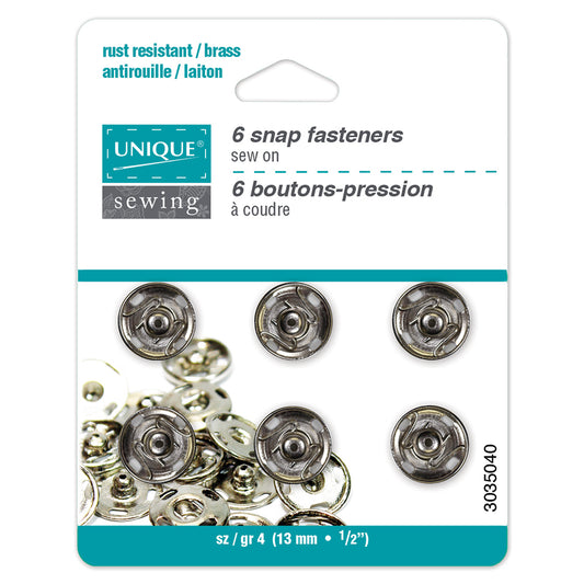 Nickel-plated sew-on snap fasteners, 13mm - UNIQUE
