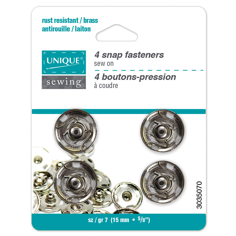 Nickel-plated sew-on snap fasteners, 15mm - UNIQUE – Atelier Espace Fabrik
