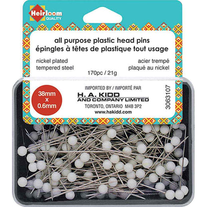 Épingles tout usage à tête de plastique HEIRLOOM - blanc - 38mm (11⁄2″)