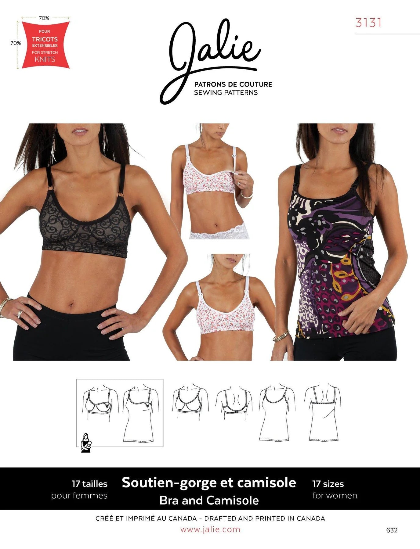 Bra and camisole - 3131 | Paper pattern - Jalie