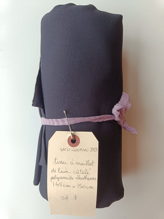 Tissu à maillot côtelé noir - Coupon #333