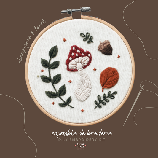 Embroidery Set - Mushroom &amp; Forest - TIGHT EMBROIDERED