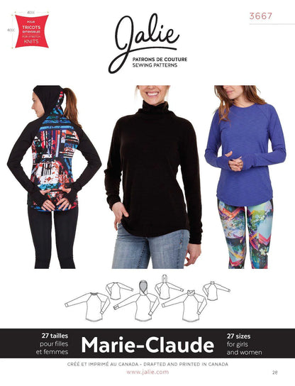 Chandail raglan MARIE-CLAUDE 3667 | Patron papier - Jalie