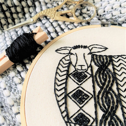 Complete Embroidery Kit Sheep in Sweater "Sweater Weather"