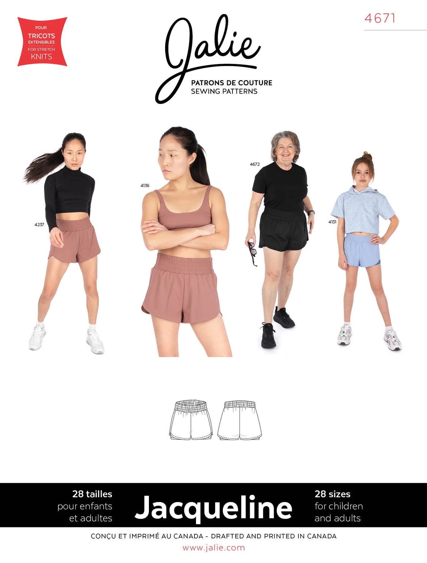 JACQUELINE 2-in-1 Sport Shorts 4671 | Paper Pattern - Jalie