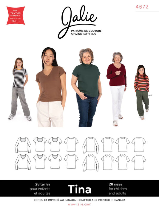 T-shirts essentiels TINA 4672 | Patron papier - Jalie