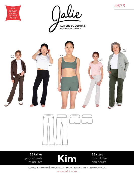 Pantalon évasé et short à taille repliée KIM 4673 | Patron papier - Jalie