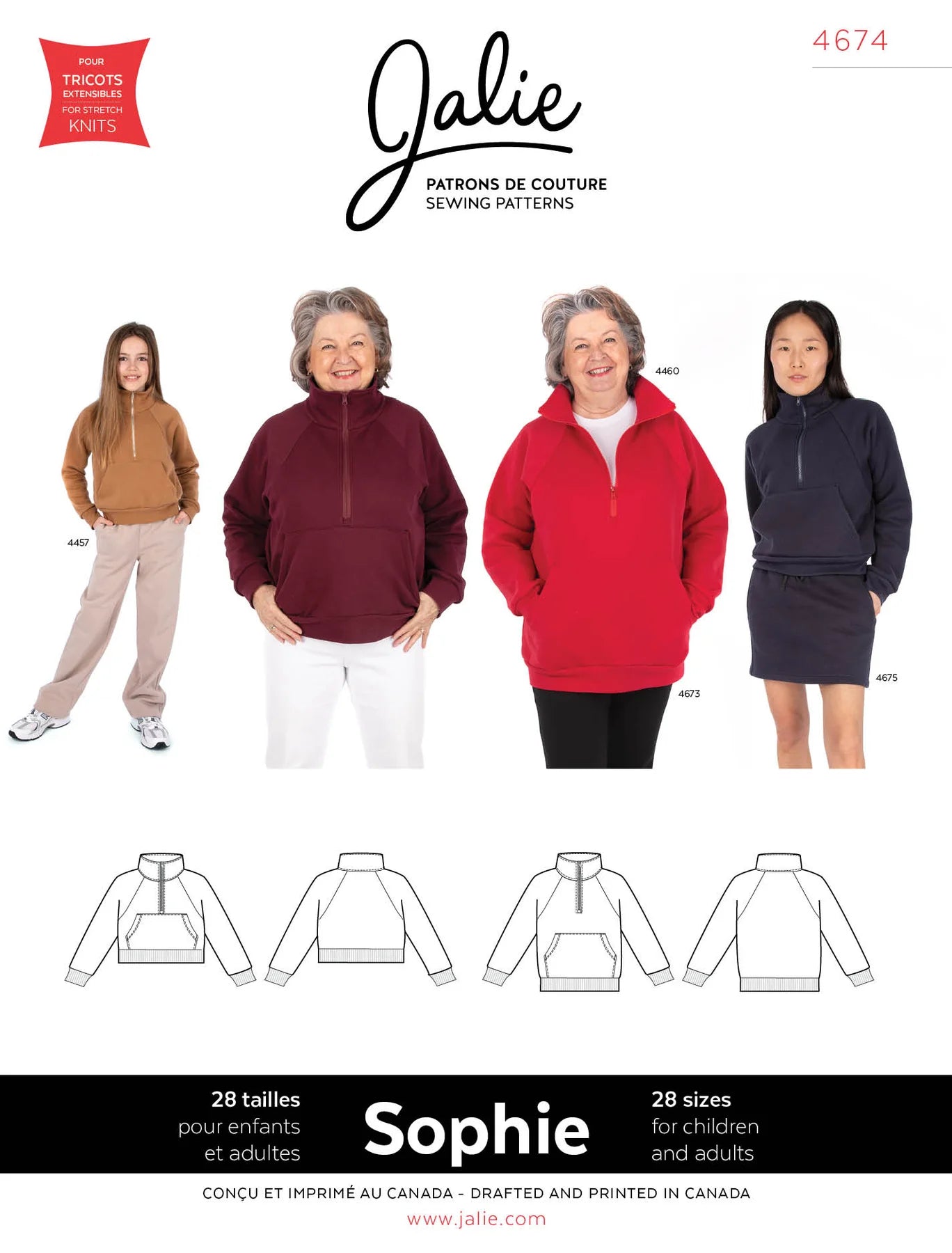 SOPHIE Half-Zip Sweatshirt 4674 | Paper pattern - Jalie