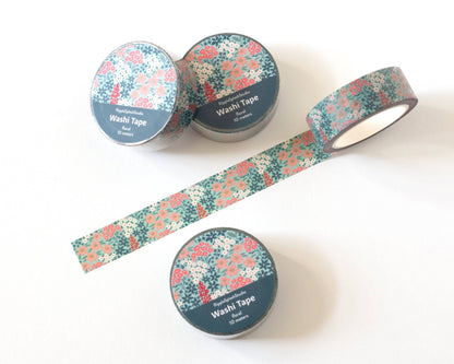 Ruban Washi Floral Jardin Sarcelle