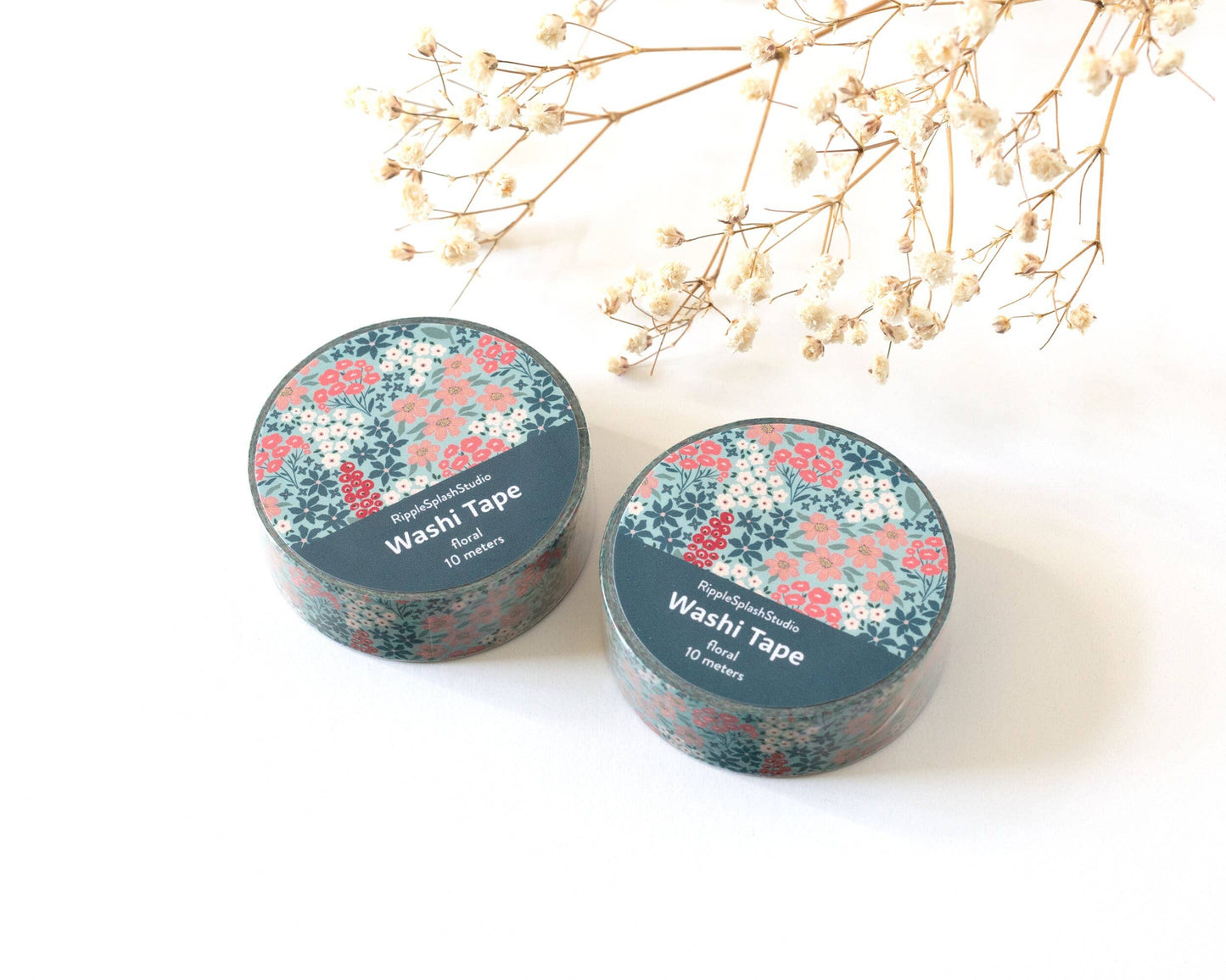 Ruban Washi Floral Jardin Sarcelle