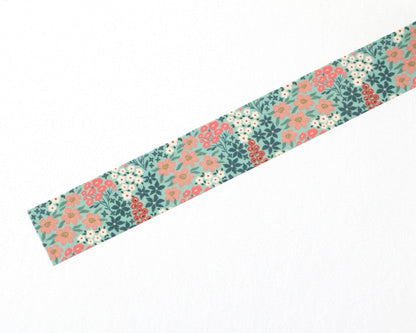 Ruban Washi Floral Jardin Sarcelle