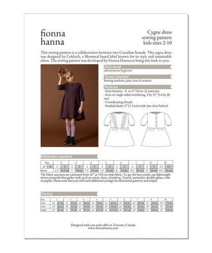 Children's dress - Paper pattern - Fionna Hanna x Cokluch