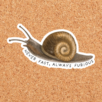 Autocollant en vinyle Escargot "never fast, always furious" - Art By Tiu