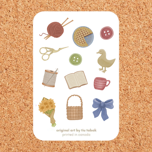 4x6in "Cottagecore" Vinyl Sticker Sheet - Art By Tiu