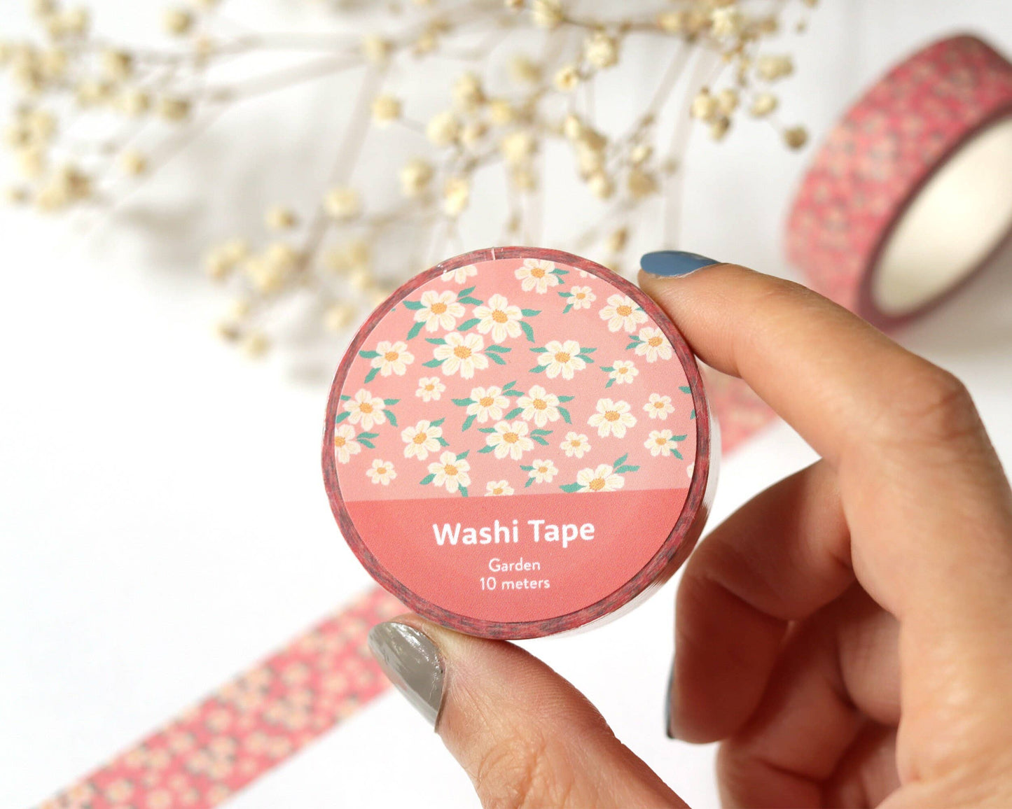 Ruban Washi Floral Rose Blush