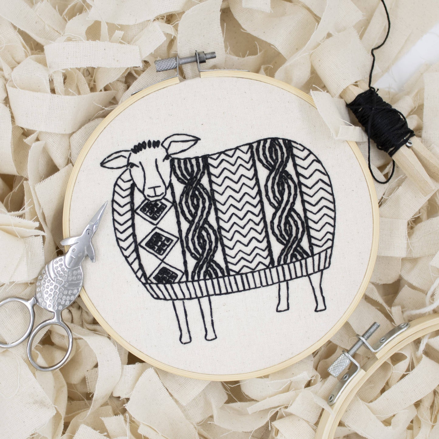 Complete Embroidery Kit Sheep in Sweater "Sweater Weather"