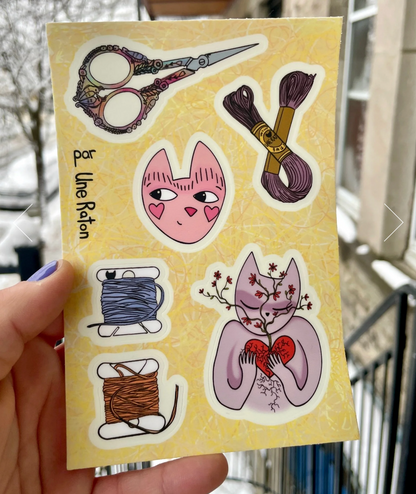 Planche d'autocollants - kit pour brodeuse - UNE RATON