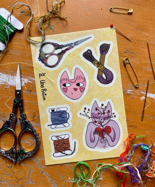 Planche d'autocollants - kit pour brodeuse - UNE RATON