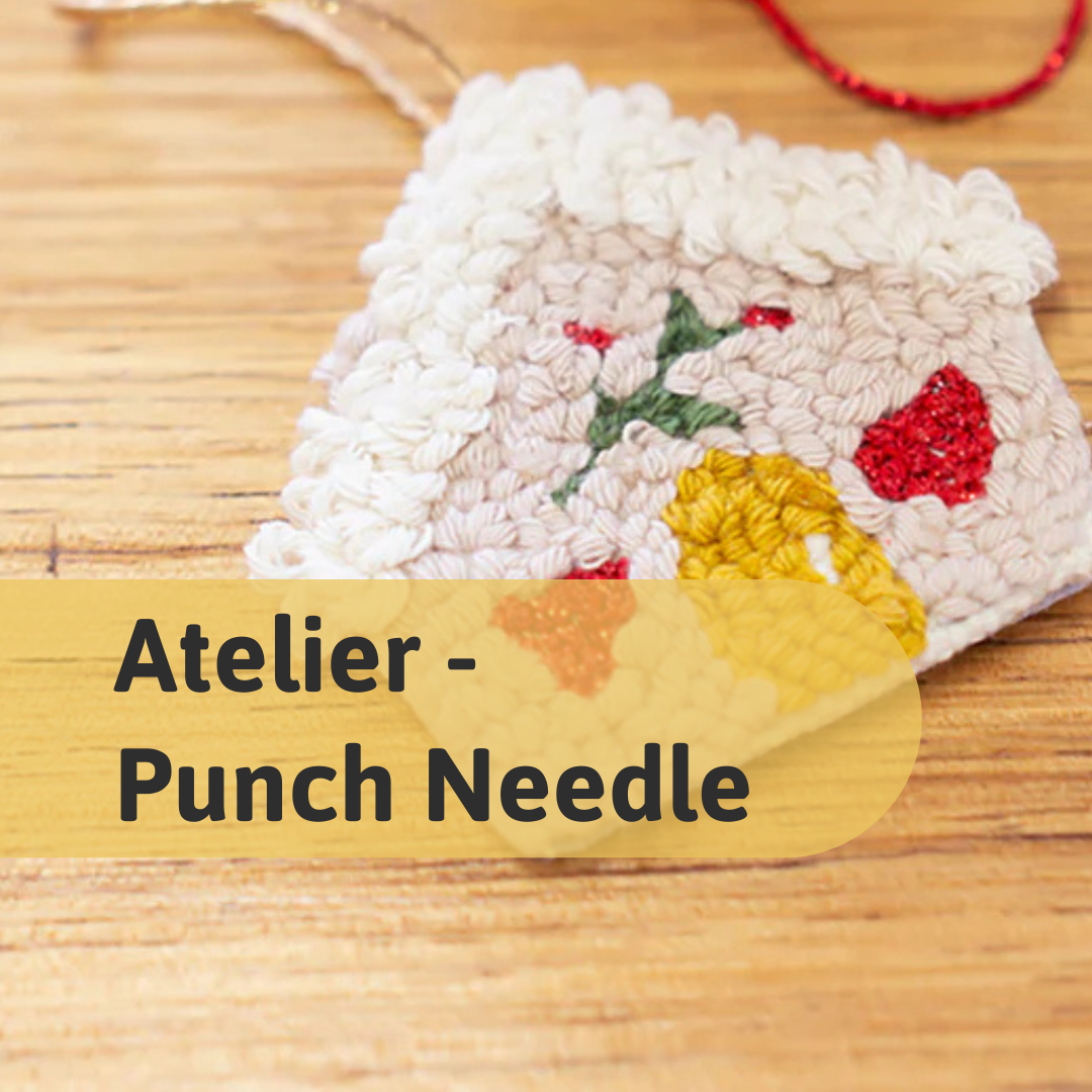 Punch needle tree decorating workshop in Montreal