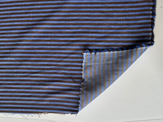 Viscose / coton - Rayures bleu et brun