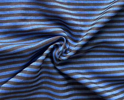 Viscose / coton - Rayures bleu et brun