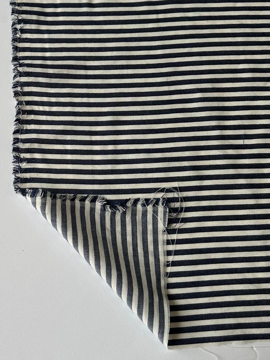 Viscose / coton - Rayures marine et crème