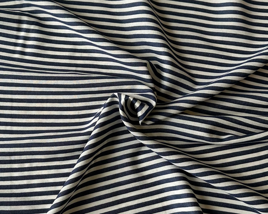 Viscose / coton - Rayures marine et crème