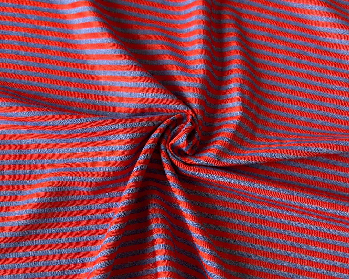 Viscose / coton - Rayures bleu et rouge