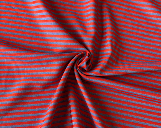 Viscose / coton - Rayures bleu et rouge