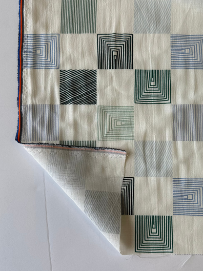 Toile de coton/viscose - Carrés verts