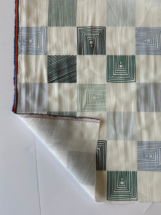 Toile de coton/viscose - Carrés verts