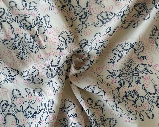 Voile imprimé - Coeur de radis bleu/rose