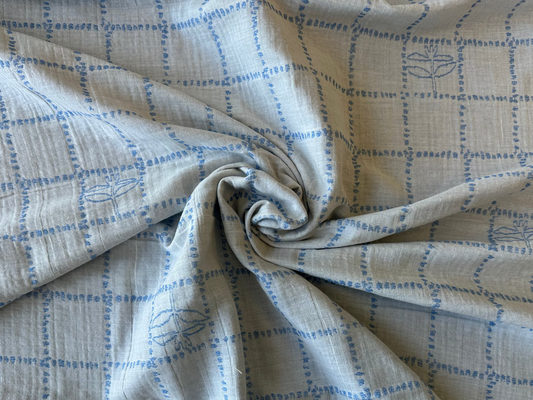 Coton double gaze - Faïence bleue