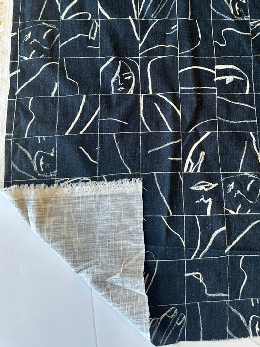 Toile de coton - Visages noir et blanc